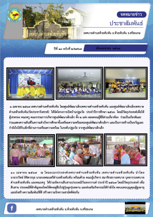 จดหมายข่าวประชาสัมพันธ์ข่าวสารข้อมูลผลการดำเนินงาน เทศบาลตำบลห้วยทับทัน อำเภอห้วยทับทัน จังหวัดศรีสะเกษ ปีที่ 11 ฉบับที่ 3/2565 (ห้วง 1 เม.ย. - 30 มิ.ย. 2566)